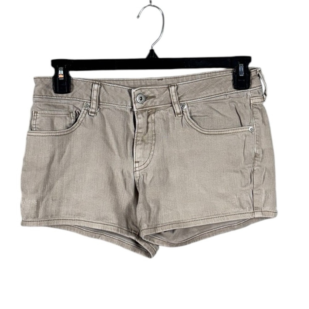 UNI QLO Womens Jean Shorts Size 12 Preppy Granola Y2K Low Rise Festival Tan